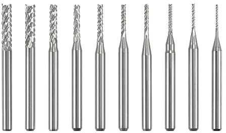 sourcing map 0.8mm-3.175mm End Mill CNC Router Bits, 1/8 Shank Carbide Engraving Milling Cutter for PCB Plastic Fiber Hard Wood 10pcs