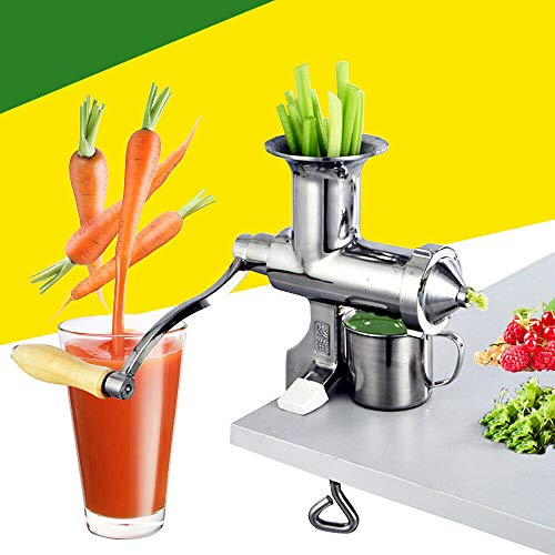 Exprimidor manual de acero inoxidable para hierba de trigo y bayas, con 2 filtros