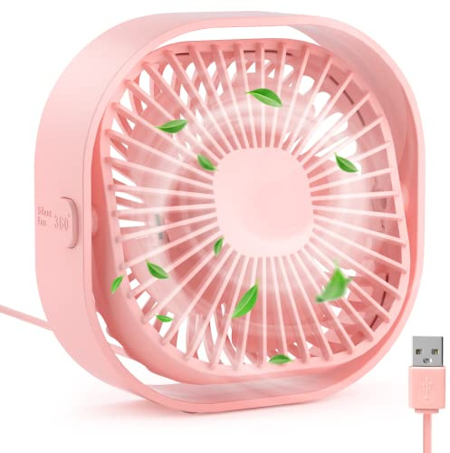 RJVW 4 Inch Small USB Desk Fan, 3-Speed & 360°Rotatable Cooling Fan