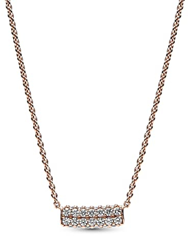 Pandora Timeless Pavé Double-row 14k Rose gold-plated necklace with clear cubic zirconia