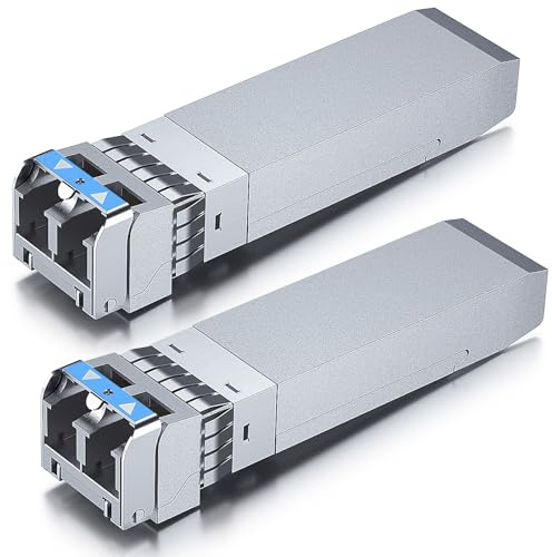 [Paquete de 2] Transceptor monomodo SFP+ LR compatible con Intel E10GSFPLR, módulo SFP+ 10GBase-LR, conector LC dual, 1310 nm, 10 km