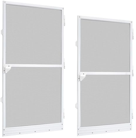 YUENFONG Mosquitera para puerta con marco de aluminio, con tejido de fibra de vidrio, para exterior balcón, 120 x 240 cm, color blanco
