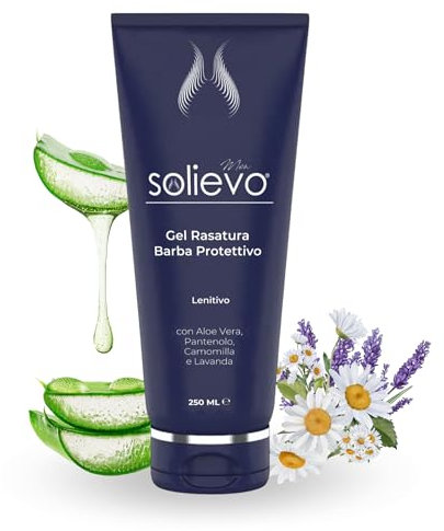 Gel Barba Trasparente per Uomo - Crema Barba Idratante con Succo di Aloe Vera, Camomilla e Lavanda - Emolliente e Lenitiva per Pelli Sensibili - 100% Naturale, Sicura e Versatile per Ogni Tipo di Barb
