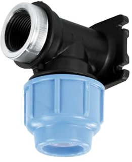 SAB Conector de codo de pared 32 x 1, accesorios de compresión BlueSeal 16 de PP, PN16, para empalme de tubos de polietileno para instalaciones de riego