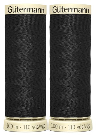 2X 100m Gutermann Sew-All Polyester Thread for Hand or Machine Sewing, Black – Bundled by GetInStyle Shop