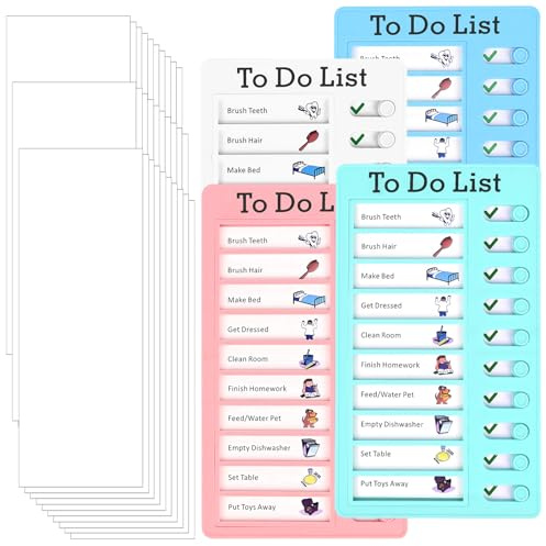 4 Piezas To Do List para Niños con 30 Hojas Intercambiables | Tabla de Comportamiento Portátil para Niños Adultos Programar Recordatorio Planificación Aprendizaje