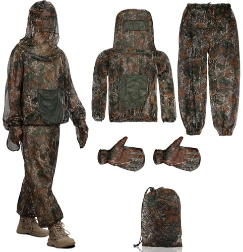 PELLOR Mosquito Suit for Men Women, 3Pcs Set, Full Zip Mask