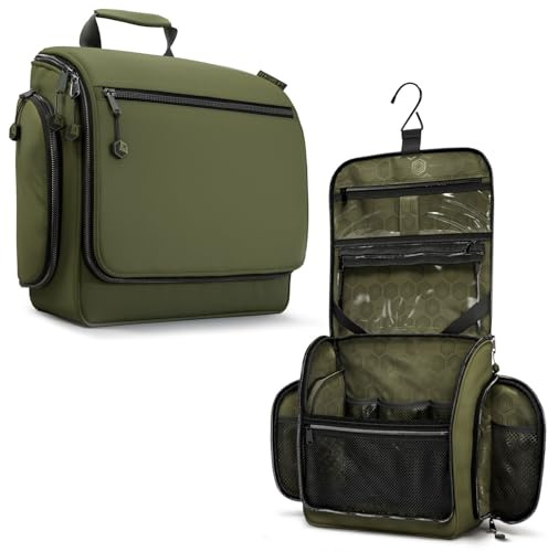 VENTURE 4TH Hanging Travel Toiletry Bag for Women & Men – Large Toiletry Organizer with 18 Compartments, Removable TSA Pouch, Travel Wash Bag for Toiletries, Makeup & Shaving Kit (Forest Green)