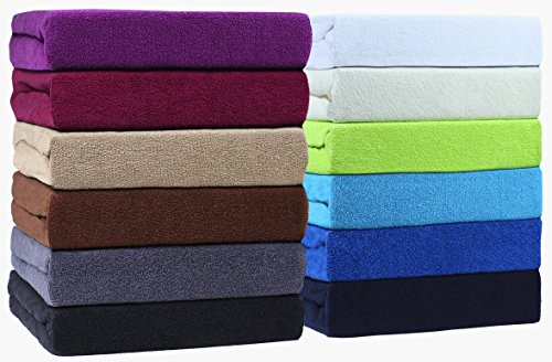NatureMark Frotté Lakan med resår – Mjukt och andningsbart, hudvänligt, praktiskt och lättskött, hållbart och slitstarkt, 80% bomull & 20% polyester, 90x190-100x200 cm, Chokladbrun