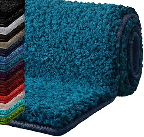 casa pura Badematte 50 x 60 cm türkis weicher, Flauschiger Badezimmerteppich in Shaggy Optik, Badvorleger rutschfest waschbar - Duschvorleger, Teppich Fußmatte für Badezimmer, Dusche, Sky Soft
