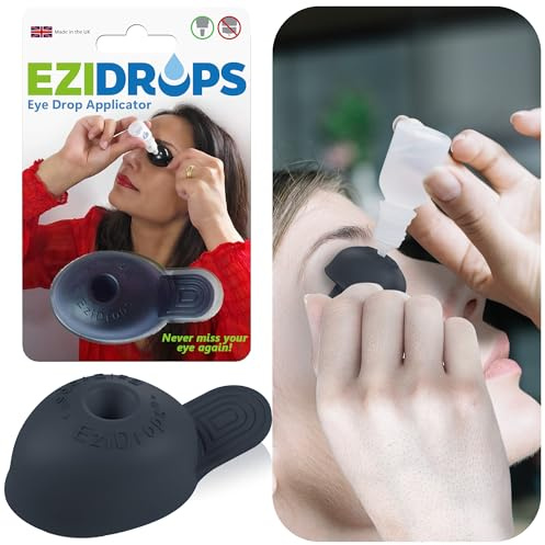 EziDrops - Distributeur de gouttes oculaires - Applicateur de gouttes pour les yeux facile - Soins de la vue sûrs et faciles (noir)