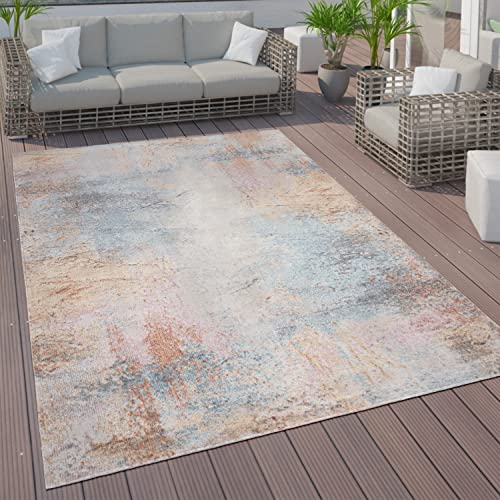 Paco Home In- & Outdoor Teppich Terrasse Küchenteppich Vintage Pastell Abstrakte Muster, Grösse:120x170 cm, Farbe:Bunt 2