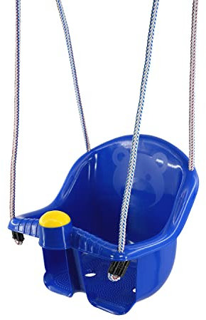 MTS Safety Swing Seat for Toddlers, Easy Install, Durable Blue Garden Baby Swing for Indoor & Outdoor, Supports 40kg, Enhances Motor Skills, Suitable for Ages 1-3, Adjustable Ropes Included