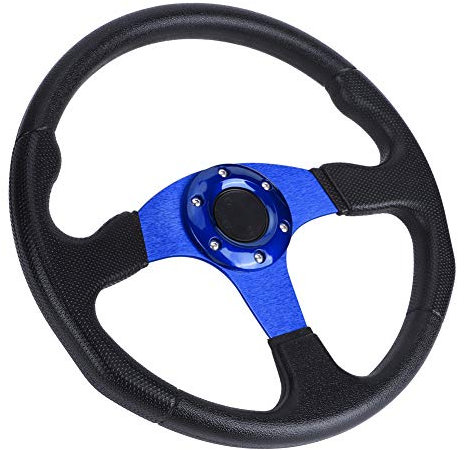 Volant, Volant, Volant Plat De 350 Mm Volant De Sport De Voiture De Course De 350 Mm14In Bol Profond 6 Boulons Accessoire Modifié Universelnoir (Bleu)