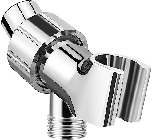 Adjustable Handheld Shower Head Holder- Brass Ball, Premium ABS Bracket- 360 Degree Rotatable Arm Mount and Hose Connector, Shower Adapter- Adjustable Shower Arm Mount, MAYYAYA (Silver)