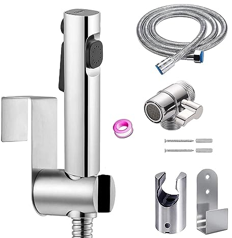 Bidet Portatile Kit Doccetta,ABS Spruzzatore bidet per WC con doppia modalità,Bidet Doccetta per Bidet WC Doccia con Deviatore Doccia 2 Vie, Tubo DocciaFlessibile da 150 cm e supporto doccetta