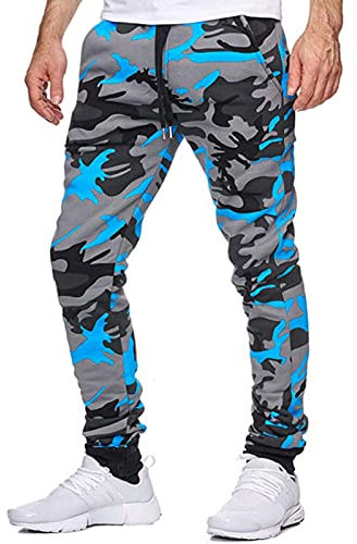 KONG JIMFAN Herren Jogginghose Trainingshose Cargohose Warme Hose Weites Bein Cargo Baggy Hose Outdoor Herren Sweatpants Slim Fit Motorrad Hosen Herren Men's Pants(Blau,XXL