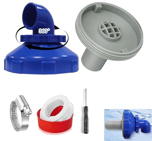 Hekasvm Ugello di scarico per piscina girevole a 360° per Intex Bestway, ugello di uscita per piscina a parete in acciaio, accessori per piscina, attacco tubo 32/38 (set di ugelli per piscina)