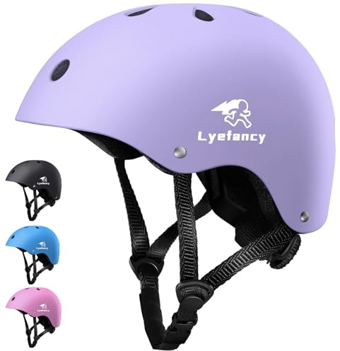 Lyefancy Kinder-Fahrradhelm, Kleinkindhelm für 2-13 Jahre alte Jungen und Mädchen, Kinderhelm, verstellbarer Kinderhelm zum Radfahren, Fahrradfahren, Roller, Skaten (lila, M)