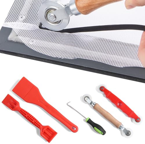 Window Glass Tool Kit, 5pcs Glazing Tools Set Screen Roller Tool Double Glazing Shovel Gasket Hook Heavy Duty Glazing Paddle Window Gap Adjustment Installation Tool