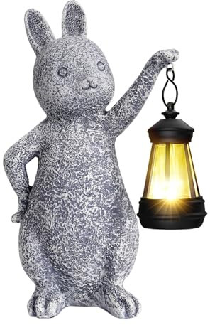 LURICO Decoration Jardin Exterieur - Statue de Lapin en Résine - Lanterne Solaire Exterieur - Figurine de lapin lumineuse pour extérieur-Lapin Ornemental pour Pelouse et Extérieur