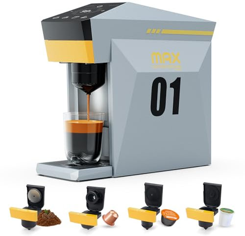 i Cafilas 4 in 1 Einmal-Kaffeemaschine, Elektrische Kaffeemaschine coffee Max Kaffeebrüher für gemahlenen kompatibel mit gemahlenem Kaffee & NS-Kapsel 1400W, 800 ml 19 Bar