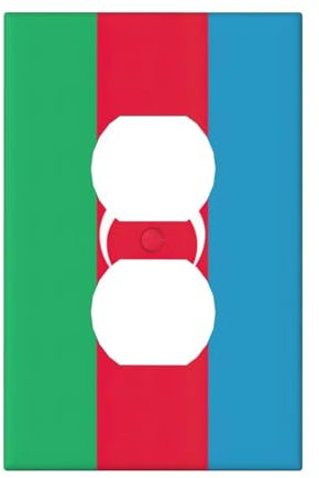 Cubiertas de salida con impresión de la bandera de Azerbaiyán, 1 placa de pared de tamaño estándar, cubiertas de placas frontales de policarbonato de doble salida
