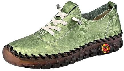 Ballerina Shoes Size 13 Flat Slip On Loafers Fashion Handmade Floral Embroidery Walking Shoes Comfort Orthopedic 4D Casual Shoes Glitter Ballet Pumps Women Size 8 (Green, 7.5)