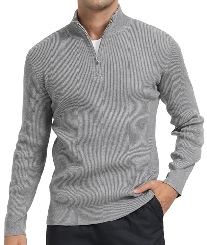 DAFENP Jersey Hombre Invierno Cuello Alto con Cremallera