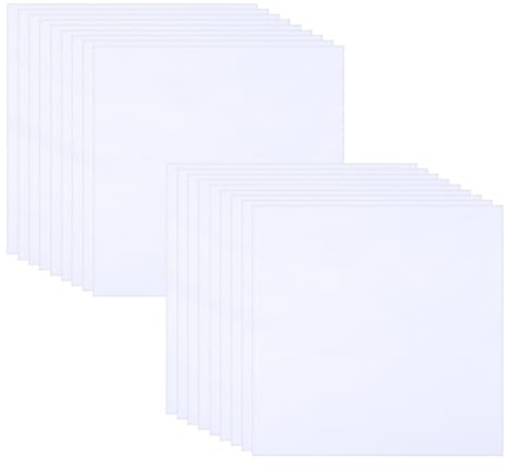 20PCS 10x10 Inch White Fabric Squares, Precut Cotton Quilting Fabric Squares, Layer Cakes Embroidery Fabrics for DIY Craft Sewing Embroidery Making (White)