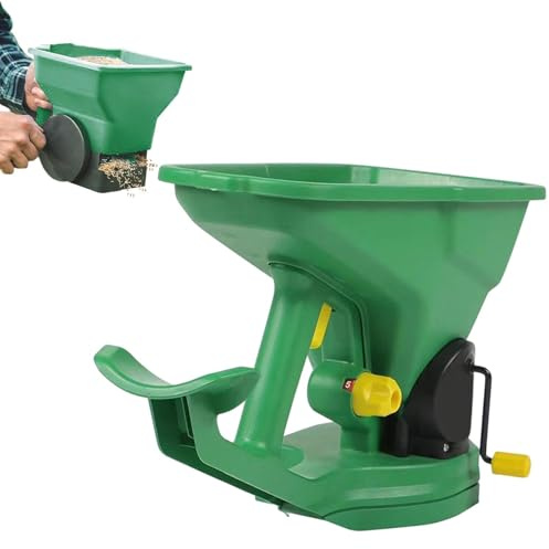 Handvevad gräsmatta spridare – 1,5 L trädgårdsspridare 5 växlar justerbar dispenser | handhållen sändningsspridare för gräsfrö, gödselmedel, issmältfördelning i trädgård, gräsmatta, gångväg, bakgård