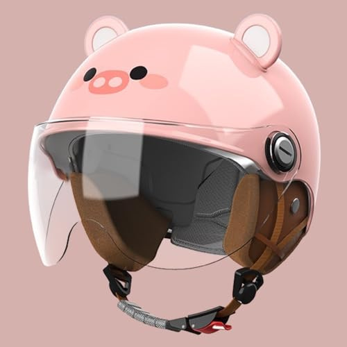 Casco Infantil para Ciclomotor con Visera Solar para Niños Y Niñas De 3 A 12 Años. Casco Jet para Motocicleta Homologado ECE 22.06. Casco Integral para Moto A,48-55cm