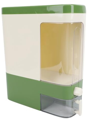 Ausla Distributore di Riso Tipo Pressa Contenitore Sottile con Tazza a Prova di Umidità per Riso Farina d'Avena Mais Secchio di Cereali per la Casa 13,66x12,48x5,12 Pollici (GREEN)