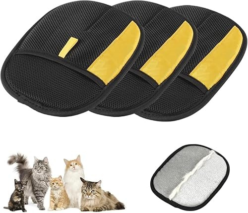 Gants de Toilettage Double Face Antistatiques 2026 - Pour L'épilation des Poils d'Animaux en Douceur, Réutilisables pour le Nettoyage, le Peignage sur Canapé, Meuble, Tapis et Siège Auto (3PCS)