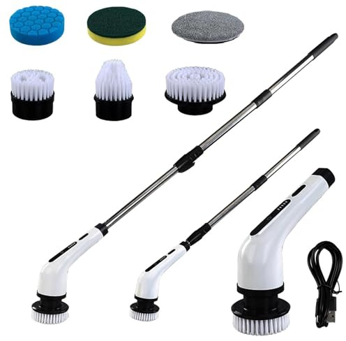 Purificador eléctrico giratorio – Limpieza de baño sin esfuerzo | Purificador de ducha eléctricainalámbrico con mango largo | Cepillo eléctrico para Azulejos, lechada, fregadero, WC
