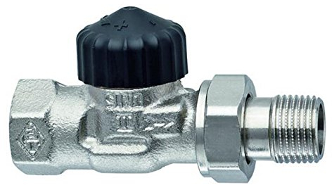 TA Heimeier Thermostat-Ventilunterteil Standard Durchgangsform, Rotguss vernickelt 1 Zoll, 2202-04.000