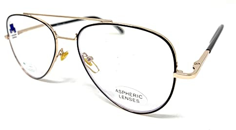 new modèle Lunettes de Lecture Anti lumière Bleue, Gaming, Anti Fatigue, Lunettes d'Ordinateur, pour Homme et Femme Lunettes de Vue Presbyte +0.00 à +3.50 Venice PILOT (Noir - Or, +3.50)