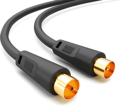 HB-DIGITAL 2,5m Câble d'antenne de IEC mâle vers IEC Femelle Câble de Connexion BZT-CE blindé 100dB 128 Tresses câble coaxial HDTV 1080p UHD 8K 4K plaqué Or DVB-T/T2 DVB-C/C2 Radio Dab Dab+ Noir