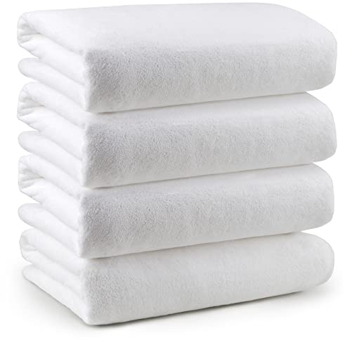 Orighty Juego de Toallas de baño, Paquete de 4 (27 x 54), Juego de Toallas de baño Blancas Suaves al Tacto, Toallas de baño de Microfibra Altamente absorbentes para Deportes, Yoga, SPA, Fitness