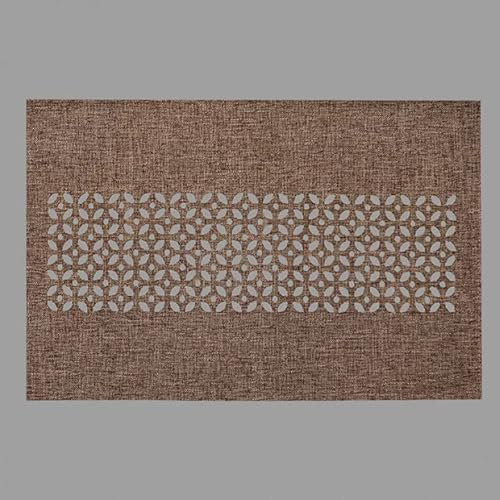 Raebel OHG Tischdecke Mitteldecke Tischläufer Kissenhülle Leinenoptik braun meliert mit dekorativer Lochstanzung Durchbrochene Ornamente (Dunkelbraun, 30 x 45 cm), 79