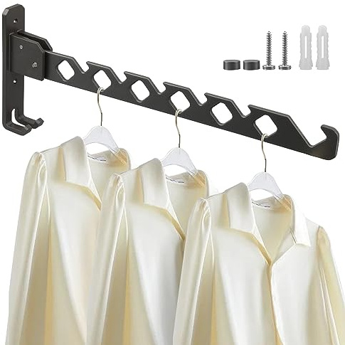 Lxoraziy Plegable Perchero de Pared, 90 ° Plegable Percha de Ropa Pared Pequeño, Colgador Pared, para Lavandería, Dormitorio, Baño, Balcón(Gris)