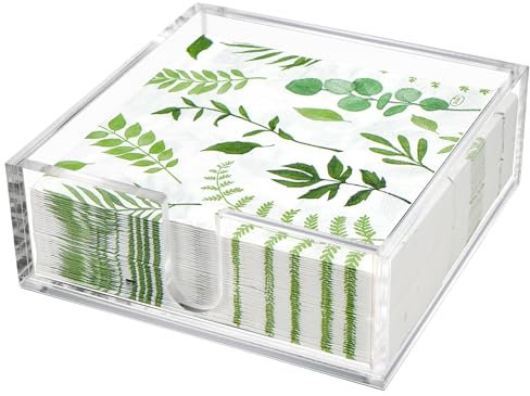 LotFancy Acrylic Napkin Holder, Luncheon, Dinner Napkin Holder for 6.5 x 6.5 inch Napkin, Clear Paper Holder for Table, Bathroom, Kitchen, Bar, Party, Wedding, Event
