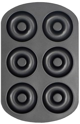 MGE - Stampo Ciambella 6 Cavità - Stampo Ciambellone - Teglia Antiaderente da Forno in Acciaio al Carbonio per Muffin, Pan, Cupcake - Tray per Ciambelle a 6 Impronte - Stampo per Torte