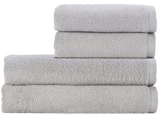 Christy Cirrus Quick Dry Towel Set | 4 Pieces | 2 Hand 2 Bath | Super Soft and Fluffy | Lightweight Bathroom Shower Towels | 100% Cotton | Cloud Grey