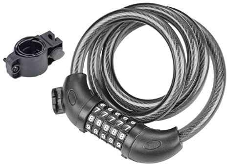 GRIFEMA GAK1203-12 Fahrradschloss, Diebstahlsicherung, Kabelschloss mit 5-stelliger Kombination, für Fahrräder, Motorräder, Scooter, 120 cm, Schwarz