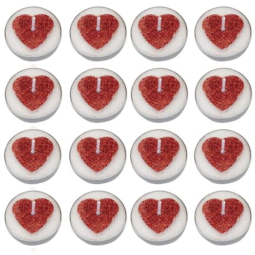 AKH® Glitter Heart Tealight Candles | Set of 8 | Romantic Valentine's Day Candles, Heart-Shaped Candles for Gifts, Decor & Special Occasions, Perfect for Valentine's Day Dinner & Celebrations