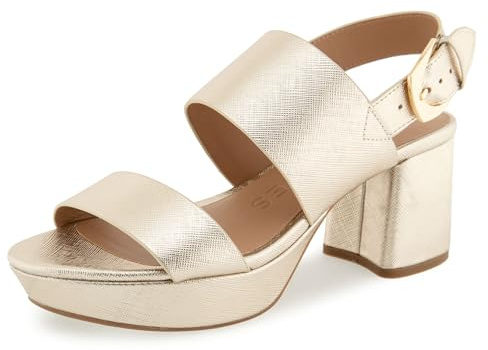 Aerosoles Women's Camilia Heeled Sandal, Gold Metallic Textured Faux Leather, 6.5 UK