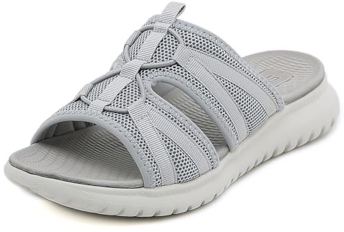 Acfoda Womens Sandals Summer Comfort Slides with Arch Support Grey 7 UK