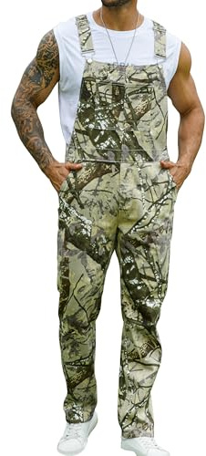 Yuanbang Camouflage-Latzhose für Herren, verstellbare Träger, Arbeits-Overall, Camouflage-Overall, Beige Camo-1, XXL