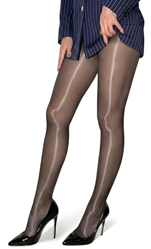 VOGEL VERE Medias brillantes ultra transparentes para mujer, medias sexys con pies brillantes, duraderas y cómodas para todo el día (FR/ES, Letras, M, Regular, Regular, Black)